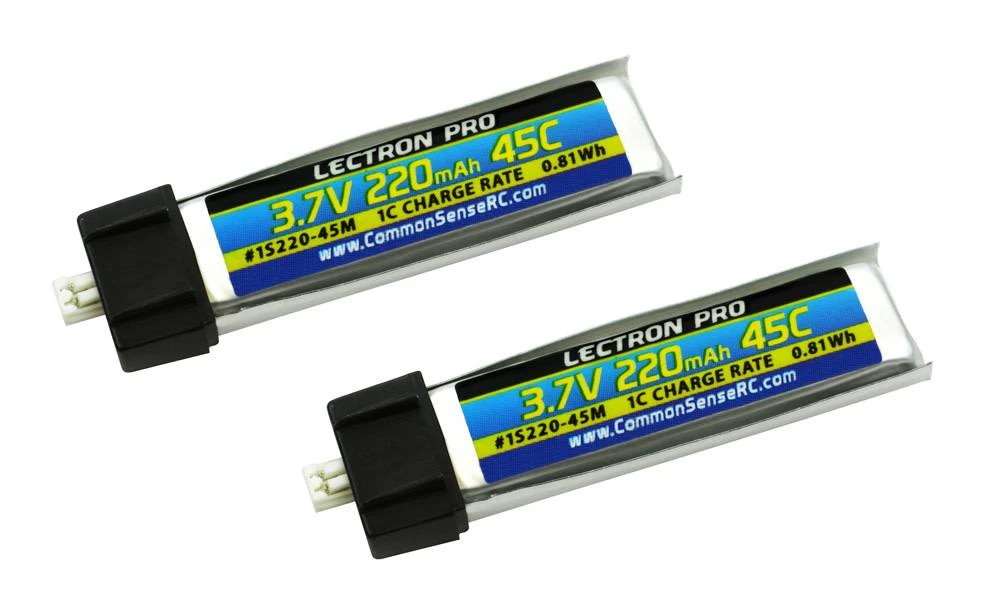 Commonsence RC Lectron Pro 3.7V 220mAh 45C Lipo Battery 2-Pack For Blade MCX, MCX2, MSR, MSR X, Nano QX, & UMX AS3Xtra 2 Commonsence RC Lectron Pro 3.7V 220mAh 45C Lipo Battery 2-Pack For Blade MCX, MCX2, MSR, MSR X, Nano QX, & UMX AS3Xtra - Image 2