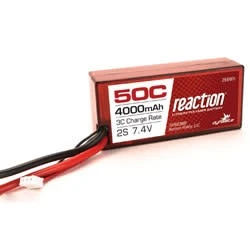 Dynamite Reaction 7.4V 4000mAh 2S 50C LiPo, Hardcase: 96mm 1 Dynamite Reaction 7.4V 4000mAh 2S 50C LiPo, Hardcase: 96mm