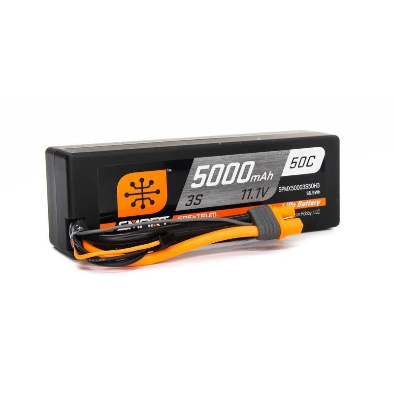 Spektrum 5000mAh 3S 11.1V 50C Smart LiPo Hardcase; IC3 1 Spektrum 5000mAh 3S 11.1V 50C Smart LiPo Hardcase; IC3
